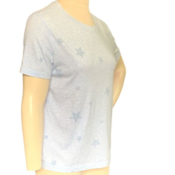 Splendid Star Print Short Sleeve Crew Neck Tee Womens Sz M Blue 139J - Picture 2 of 8